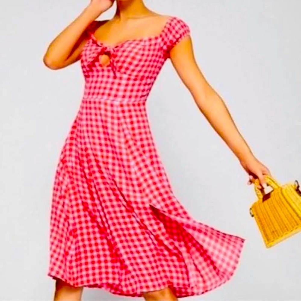 Red and Hot pink Gianni Bini gingham sundress